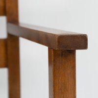 Baillie Scott for J. P. White. Oak Arts & Crafts Rush Seat Ladder Back Armchair - Thumbnail 9