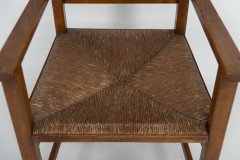 Baillie Scott for J. P. White. Oak Arts & Crafts Rush Seat Ladder Back Armchair - Thumbnail 10