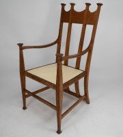 G. M. Ellwood for J. S. Henry. Oak Dining Armchairs with Throne Like Capped Finials - Thumbnail 3