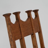 G. M. Ellwood for J. S. Henry. Oak Dining Armchairs with Throne Like Capped Finials - Thumbnail 5