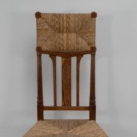 Goodyers of Regent St. George Walton, Style of. An Arts & Crafts Inlaid Rush Seat & Back Chair - Thumbnail 3