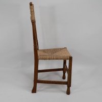 Goodyers of Regent St. George Walton, Style of. An Arts & Crafts Inlaid Rush Seat & Back Chair - Thumbnail 4