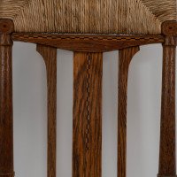 Goodyers of Regent St. George Walton, Style of. Arts & Crafts Inlaid Rush Seat & Back Chair - Thumbnail 5