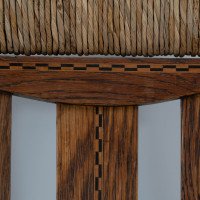 Goodyers of Regent St. George Walton, Style of. An Arts & Crafts Inlaid Rush Seat & Back Chair - Thumbnail 6