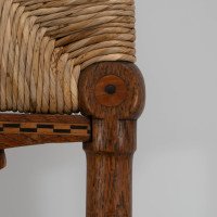 Goodyers of Regent St. George Walton, Style of. An Arts & Crafts Inlaid Rush Seat & Back Chair - Thumbnail 8