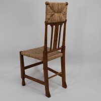 Goodyers of Regent St. George Walton, Style of. Arts & Crafts Inlaid Rush Seat & Back Chair - Thumbnail 11