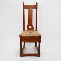 Shapland & Petter, baillie Scott, Style of. Arts & Crafts Oak Rush Seated Chair - Thumbnail 2