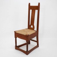 Shapland & Petter, baillie Scott, Style of. Arts & Crafts Oak Rush Seated Chair - Thumbnail 3
