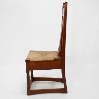 Shapland & Petter, baillie Scott, Style of. Arts & Crafts Oak Rush Seated Chair - Thumbnail 4