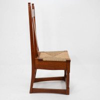 Shapland & Petter, Baillie Scott Style Of, Arts & Crafts Oak Rush Seated Chair - Thumbnail 5