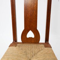 Shapland & Petter, baillie Scott, Style of. Arts & Crafts Oak Rush Seated Chair - Thumbnail 9