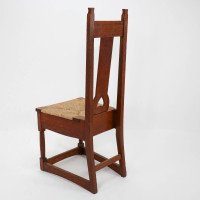 Shapland & Petter, baillie Scott, Style of. Arts & Crafts Oak Rush Seated Chair - Thumbnail 12