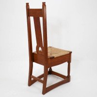 Shapland & Petter, baillie Scott, Style of. Arts & Crafts Oak Rush Seated Chair - Thumbnail 13