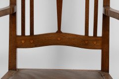 Liberty & Co., attributed, Arts & Crafts Walnut Armchair with Heart Inlays - Thumbnail 10