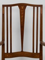 Liberty & Co., attributed, Arts & Crafts Walnut Armchair with Heart Inlays - Thumbnail 9