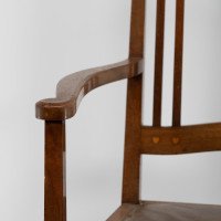 Liberty & Co., attributed, Arts & Crafts Walnut Armchair with Heart Inlays - Thumbnail 12