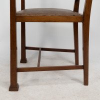 Liberty & Co., attributed, Arts & Crafts Walnut Armchair with Heart Inlays - Thumbnail 14
