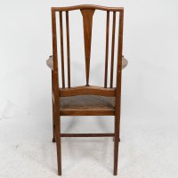 Liberty & Co., attributed, Arts & Crafts Walnut Armchair with Heart Inlays - Thumbnail 16