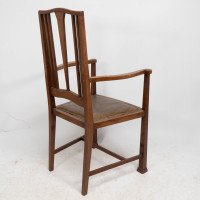 Liberty & Co., attributed, Arts & Crafts Walnut Armchair with Heart Inlays - Thumbnail 17