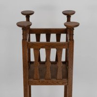 Shapland & Petter. Arts & Crafts Oak Plant Stand with Voysey Style Discs Finials - Thumbnail 4