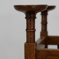 Shapland & Petter. Arts & Crafts Oak Plant Stand with Voysey Style Discs Finials - Thumbnail 6