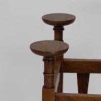 Shapland & Petter. Arts & Crafts Oak Plant Stand with Voysey Style Discs Finials - Thumbnail 5