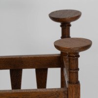 Shapland & Petter. Arts & Crafts Oak Plant Stand with Voysey Style Discs Finials - Thumbnail 7