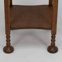 Shapland & Petter. Arts & Crafts Oak Plant Stand with Voysey Style Discs Finials - Thumbnail 11