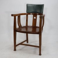 E. A. Taylor Attributed, an Arts & Crafts Oak Tub Chair with a Pierced Heart - Thumbnail 4