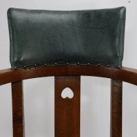 E. A. Taylor Attributed, an Arts & Crafts Oak Tub Chair with a Pierced Heart - Thumbnail 8