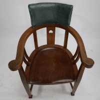 E. A. Taylor Attributed, an Arts & Crafts Oak Tub Chair with a Pierced Heart - Thumbnail 9
