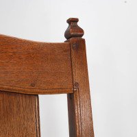 W R Lethaby. A Rare Arts & Crafts Sculptured Oak Armchair with Shaped Arms - Thumbnail 8