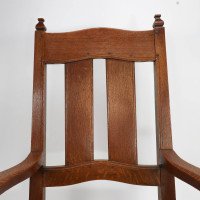 W R Lethaby. A Rare Arts & Crafts Sculptured Oak Armchair with Shaped Arms - Thumbnail 7