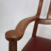 W R Lethaby. A Rare Arts & Crafts Sculptured Oak Armchair with Shaped Arms - Thumbnail 10