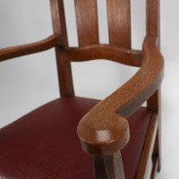 W R Lethaby. A Rare Arts & Crafts Sculptured Oak Armchair with Shaped Arms - Thumbnail 12