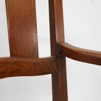 W R Lethaby. A Rare Arts & Crafts Sculptured Oak Armchair with Shaped Arms - Thumbnail 11
