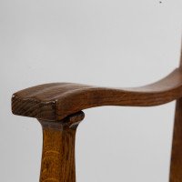 Walter Cave Attributed, Arts & Crafts Pair of Oak Armchairs with Curved Backs - Thumbnail 9