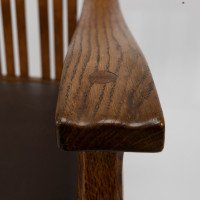 Walter Cave Attributed, Arts & Crafts Pair of Oak Armchairs with Curved Backs - Thumbnail 12