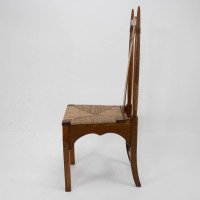 Shapland & Petter. A Pair of Arts & Crafts Oak Dining Chairs with Pierced Hearts - Thumbnail 5