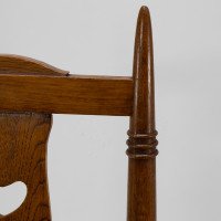 Shapland & Petter. A Pair of Arts & Crafts Oak Dining Chairs with Pierced Hearts - Thumbnail 7