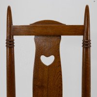 Shapland & Petter. A Pair of Arts & Crafts Oak Dining Chairs with Pierced Hearts - Thumbnail 8