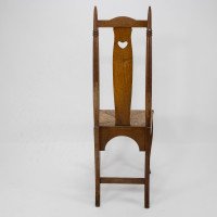 Shapland & Petter. A Pair of Arts & Crafts Oak Dining Chairs with Pierced Hearts - Thumbnail 13