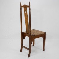 Shapland & Petter. A Pair of Arts & Crafts Oak Dining Chairs with Pierced Hearts - Thumbnail 14