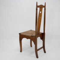 Shapland & Petter. A Pair of Arts & Crafts Oak Dining Chairs with Pierced Hearts - Thumbnail 15