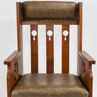 Goodyers of Regent St. Arts & Crafts Oak Armchair with Stylised Decoration - Thumbnail 6