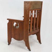 Goodyers of Regent St. Arts & Crafts Oak Armchair with Stylised Decoration - Thumbnail 12