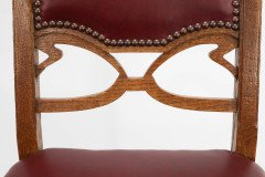 Pair of French Art Nouveau Oak Dining Chairs with Whiplash Side Stretchers - Thumbnail 14