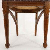 Pair of French Art Nouveau Oak Dining Chairs with Whiplash Side Stretchers - Thumbnail 15