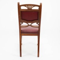 Pair of French Art Nouveau Oak Dining Chairs with Whiplash Side Stretchers - Thumbnail 17