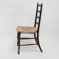 Liberty & Co., English Aesthetic Movement Walnut Ladder Back Rush Seat Chair - Thumbnail 4
